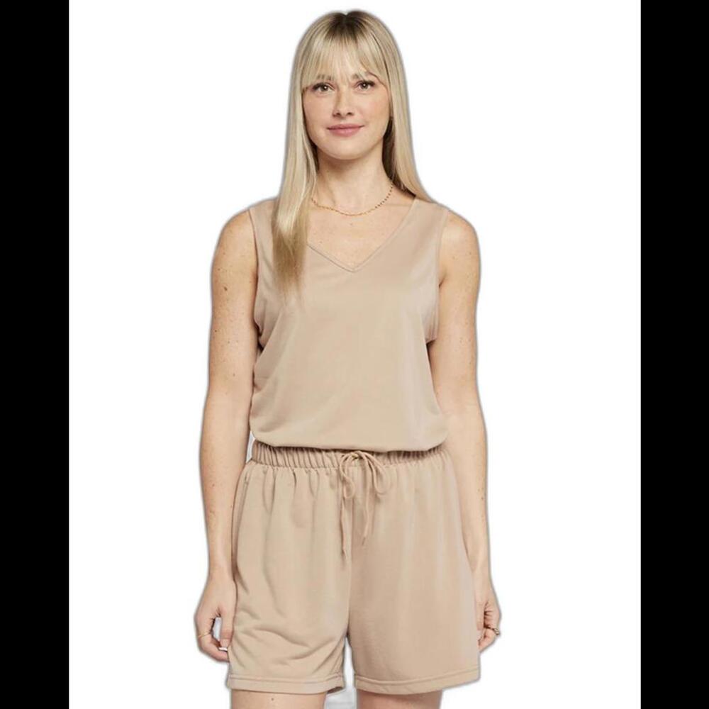 NYDJ Not Your Daughters Jeans  Tank Top L/XL Tan Sleeveless Polyester V-neck